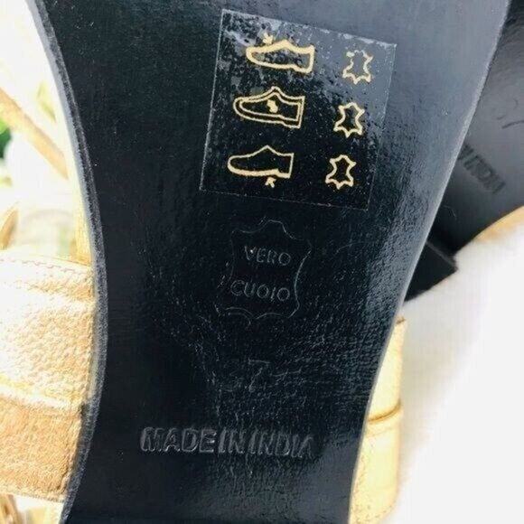 Laurence Bras Sandals Gold Wrap Gladiator Around Leather Single Toe, 7 NEW - Picture 10 of 10